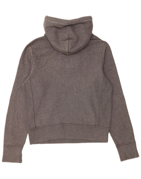 Abercrombie & Fitch Womens Graphic Hoodie Jumper UK 14 Medium Grey