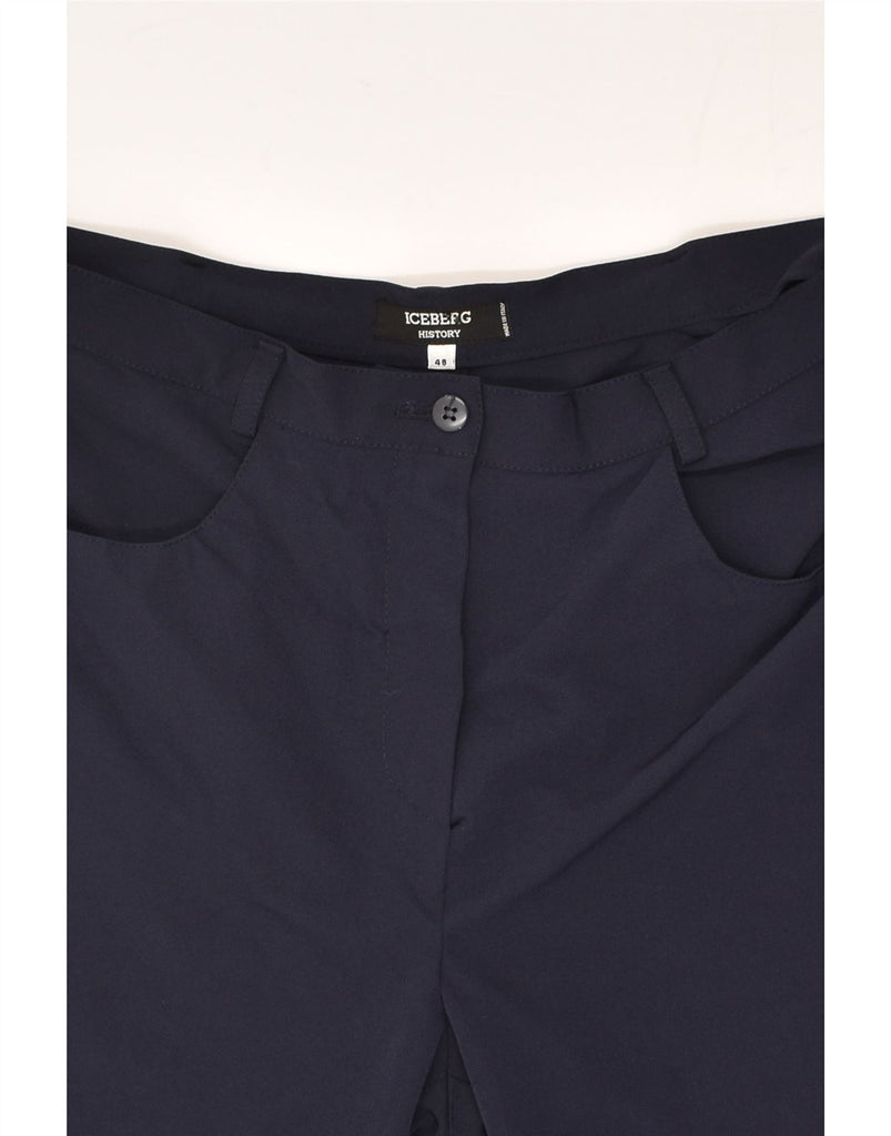 ICEBERG Womens Slim Casual Trousers IT 48 XL W32 L34 Navy Blue Polyamide | Vintage Iceberg | Thrift | Second-Hand Iceberg | Used Clothing | Messina Hembry 