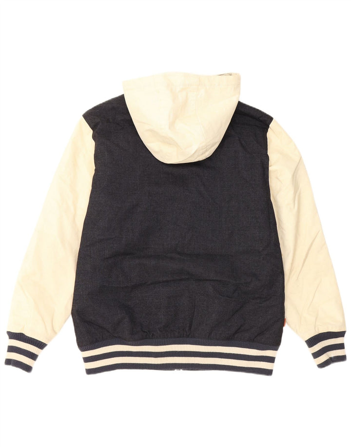 Vans Womens Hooded Bomber Jacket UK 18 XL Navy Blue Colourblock Polyester