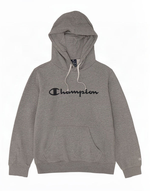 Champion Womens Graphic Oversized Hoodie Jumper UK 10 Small Grey Flecked
