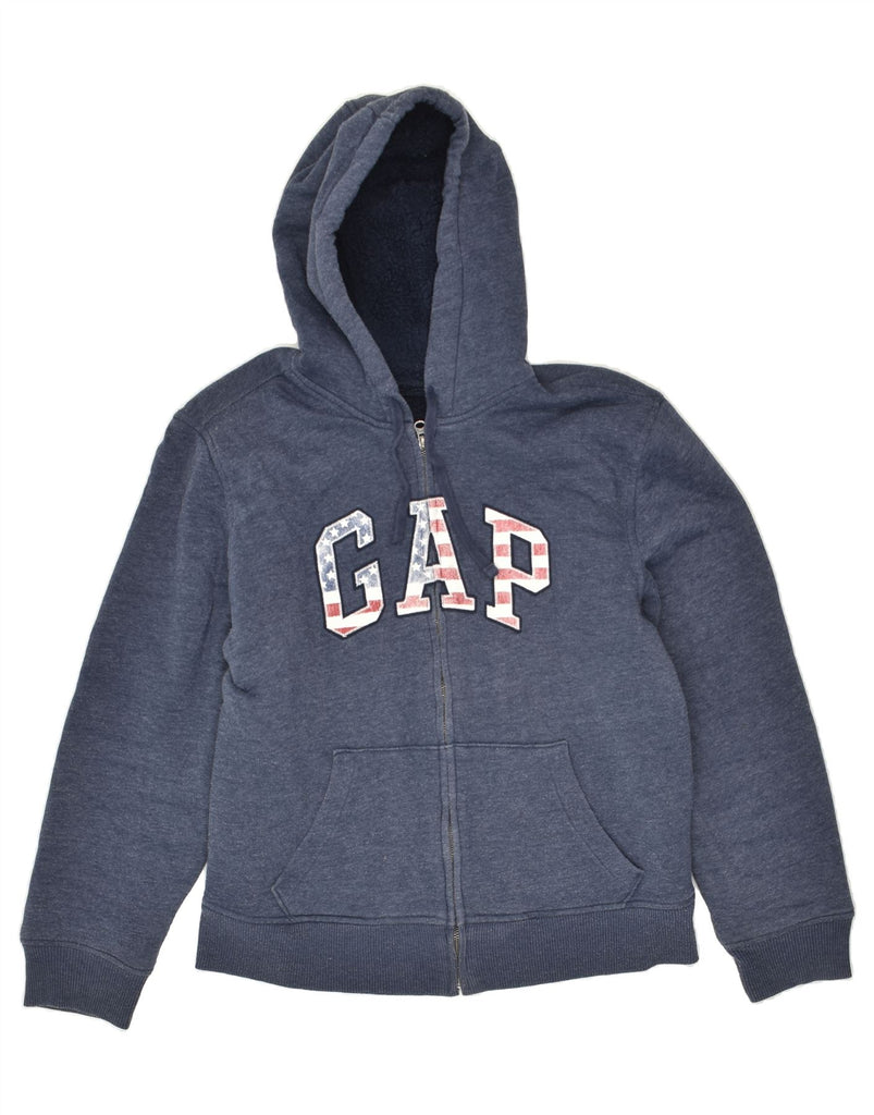 GAP Mens Graphic Zip Hoodie Sweater Large Navy Blue Cotton | Vintage Gap | Thrift | Second-Hand Gap | Used Clothing | Messina Hembry 