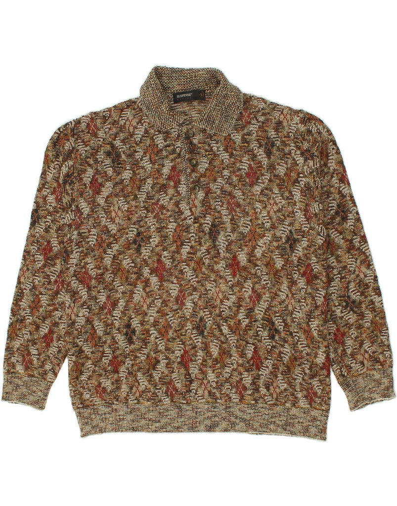 SUSPENSE COLLECTION Mens Polo Neck Jumper Sweater Small Brown Vintage Suspense Collection and Second-Hand Suspense Collection from Messina Hembry 