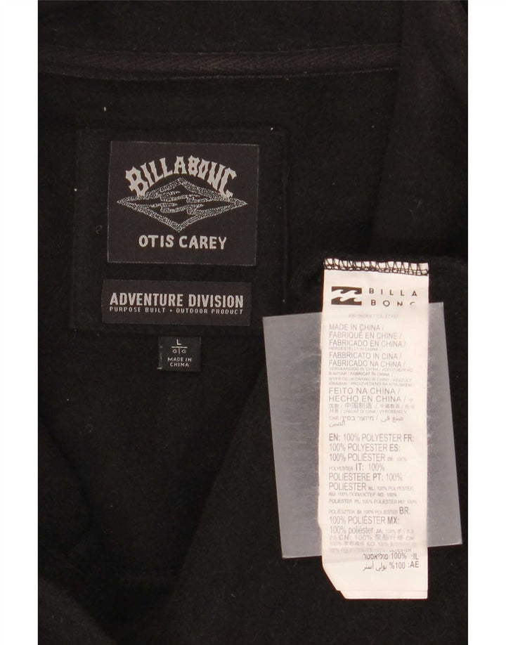 Billabong Mens Fleece Jacket UK 40 Large Black Camouflage Polyester