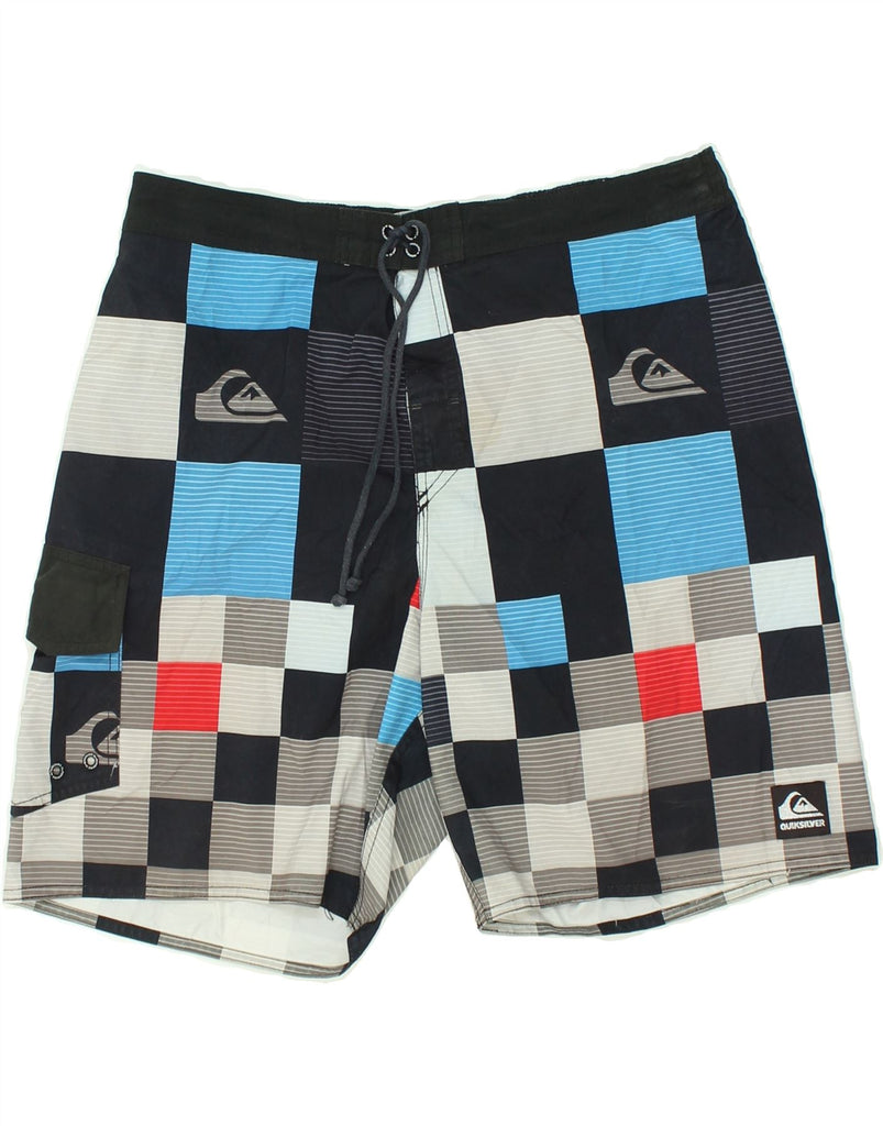 QUIKSILVER Mens Swimming Shorts XL W36 Multicoloured Check Polyester | Vintage Quiksilver | Thrift | Second-Hand Quiksilver | Used Clothing | Messina Hembry 