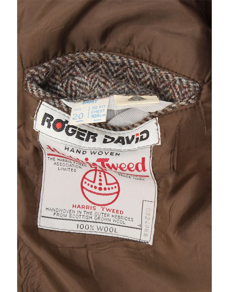 HARRIS TWEED Mens 2 Button Blazer Jacket UK 38 Medium Grey Herringbone Vintage Harris Tweed and Second-Hand Harris Tweed from Messina Hembry 