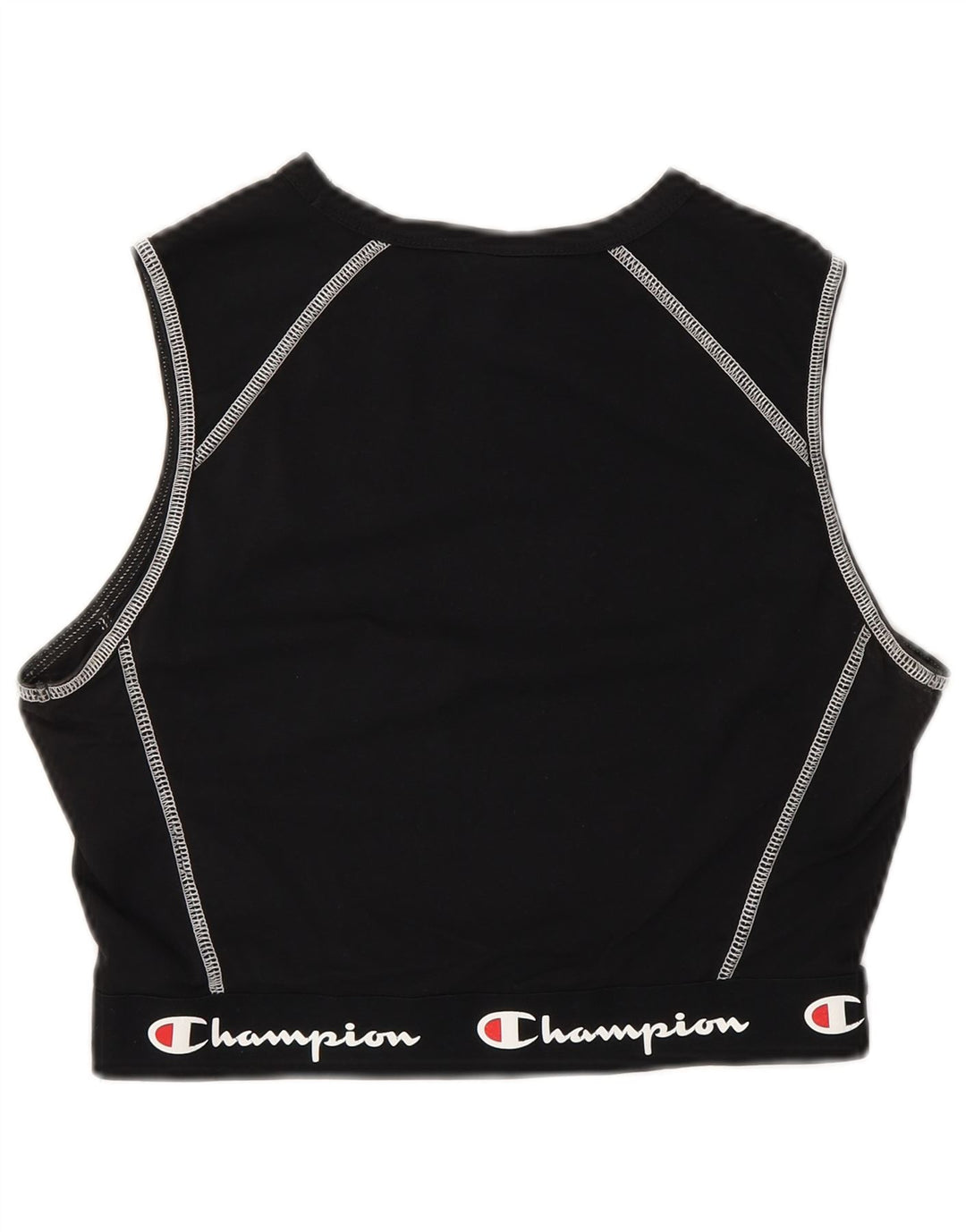CHAMPION Womens Graphic Sport Bra Top UK 14 Medium Black Cotton