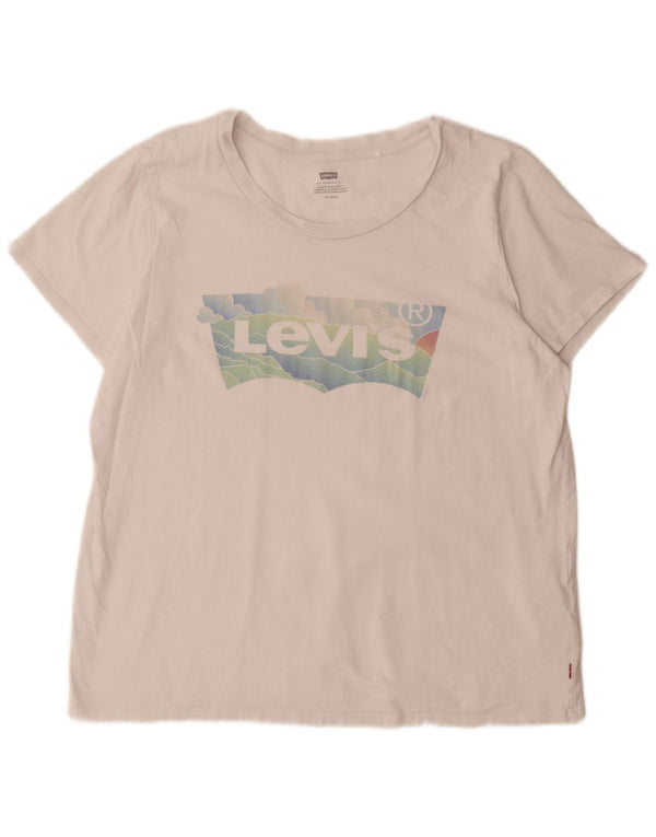 Levi's Womens Graphic T-Shirt Top UK 18 XL White Cotton