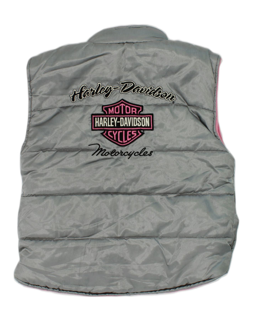 HARLEY DAVIDSON Girls Reversible Padded Gilet 3-4 Years Grey Polyester | Vintage Harley Davidson | Thrift | Second-Hand Harley Davidson | Used Clothing | Messina Hembry 