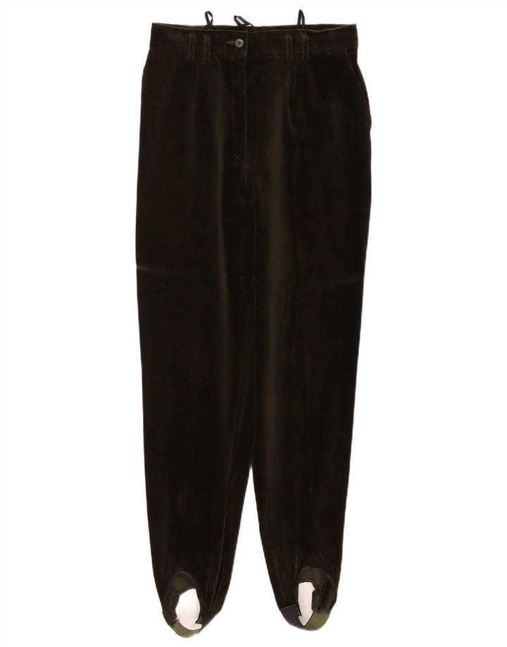 VINTAGE Womens Stirrup Velvet Trousers EU 40 Medium W27 L29 Green Cotton