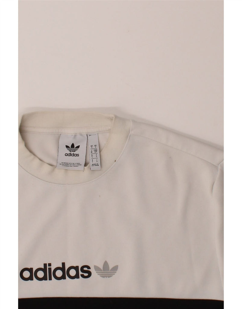 ADIDAS Mens Graphic Sweatshirt Jumper Small Grey Colourblock Cotton Vintage Adidas and Second-Hand Adidas from Messina Hembry 