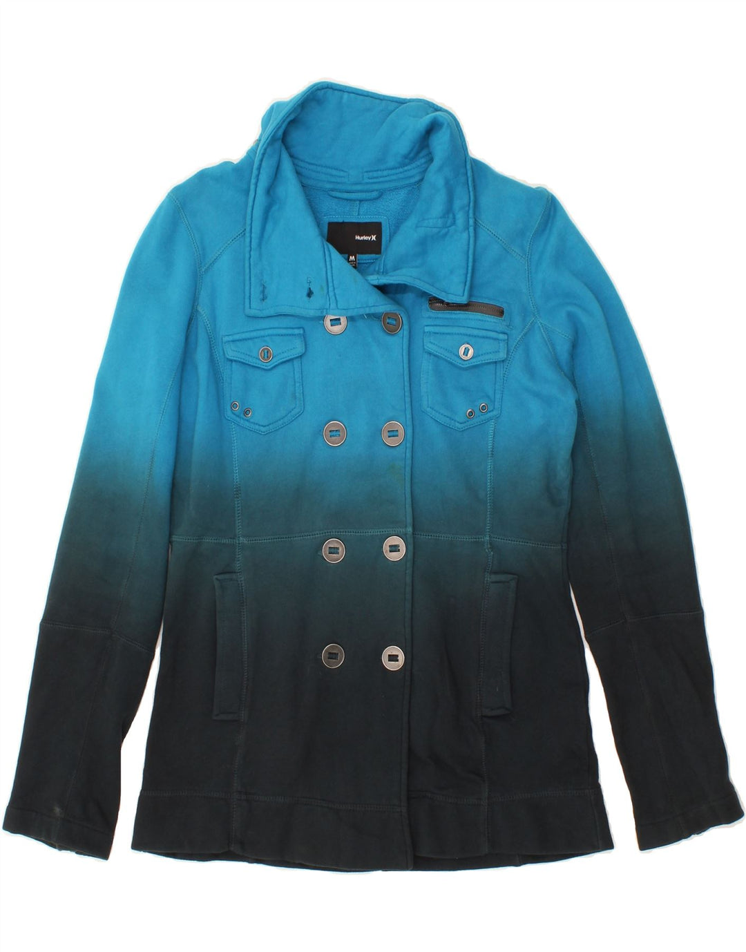 HURLEY Womens Utility Jacket UK 14 Medium Blue Colourblock Vintage Hurley and Second-Hand Hurley from Messina Hembry 
