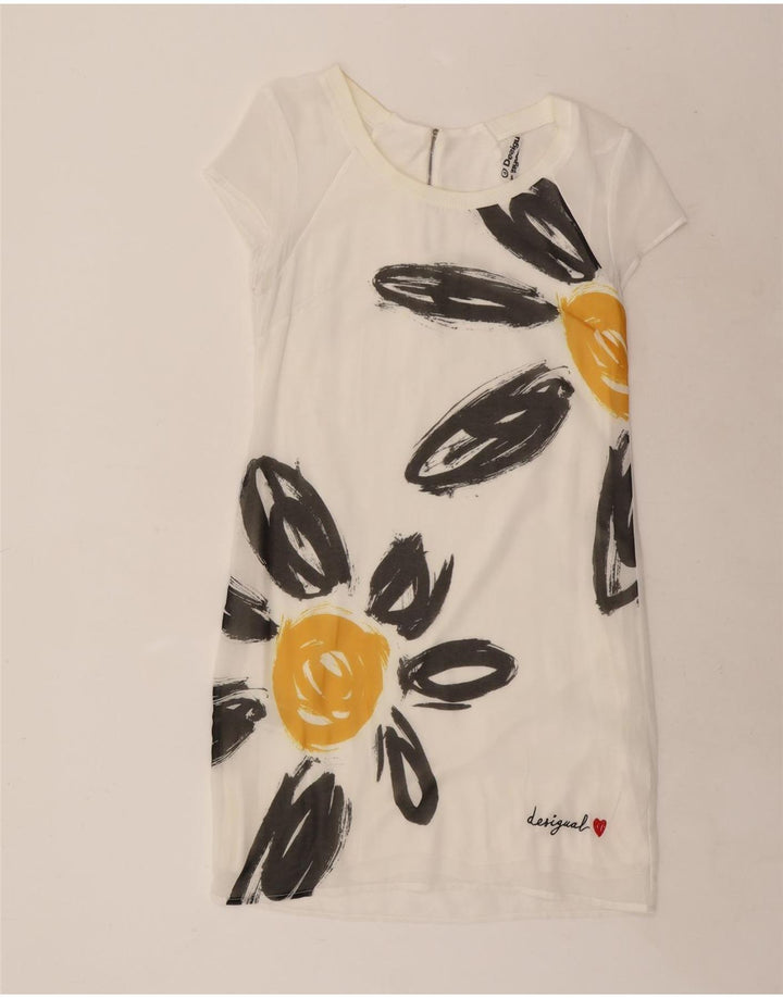 Desigual Womens Sheath Dress UK 12 Medium White Floral Viscose