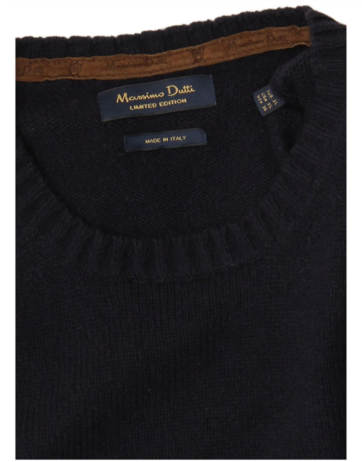 Massimo Dutti Mens Crew Neck Jumper Sweater XL Navy Blue