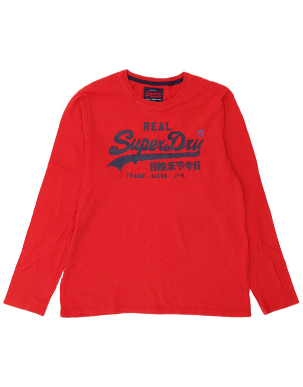Superdry Mens Graphic Top Long Sleeve 3XL Red Cotton Modern