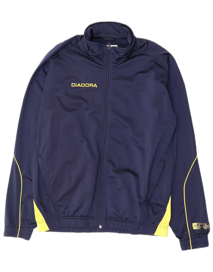 Diadora Mens Graphic Tracksuit Top Jacket Large Navy Blue Colourblock