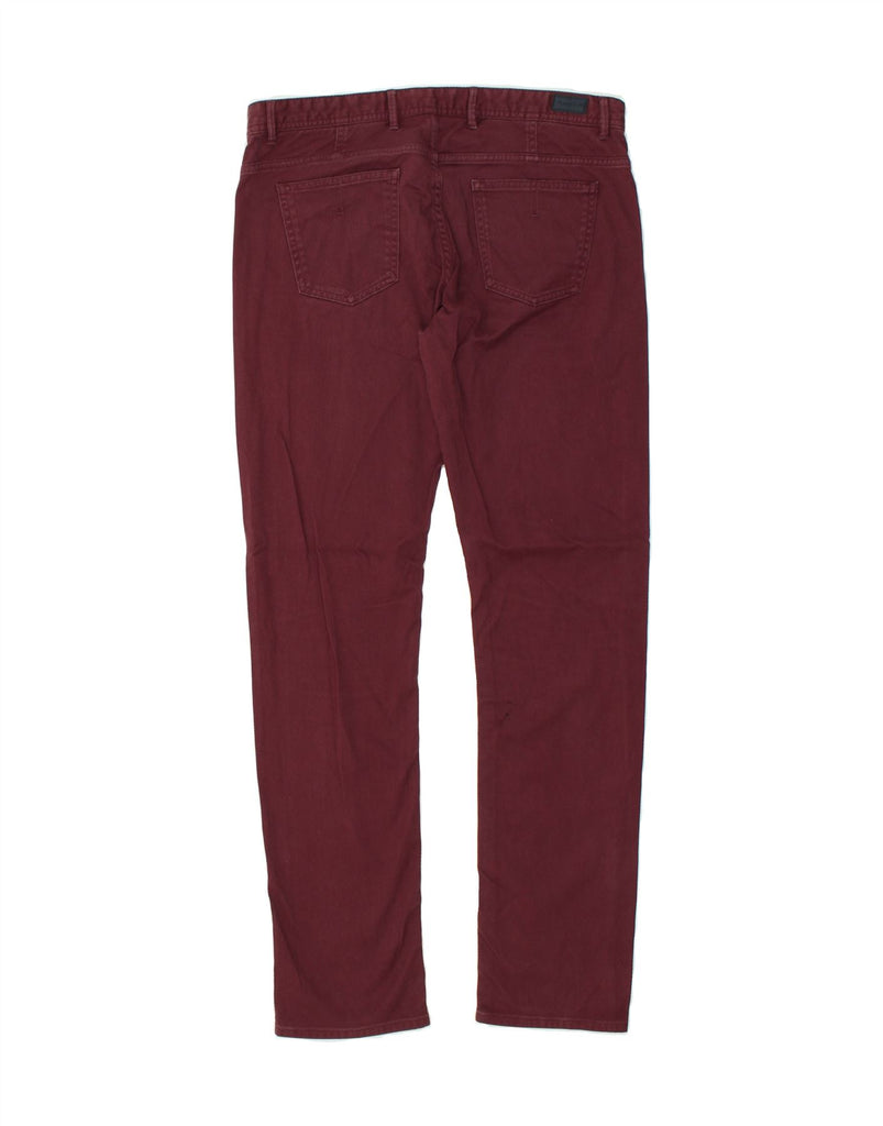 MASSIMO DUTTI Womens Slim Casual Trousers EU 42 Large W34 L32 Maroon | Vintage Massimo Dutti | Thrift | Second-Hand Massimo Dutti | Used Clothing | Messina Hembry 