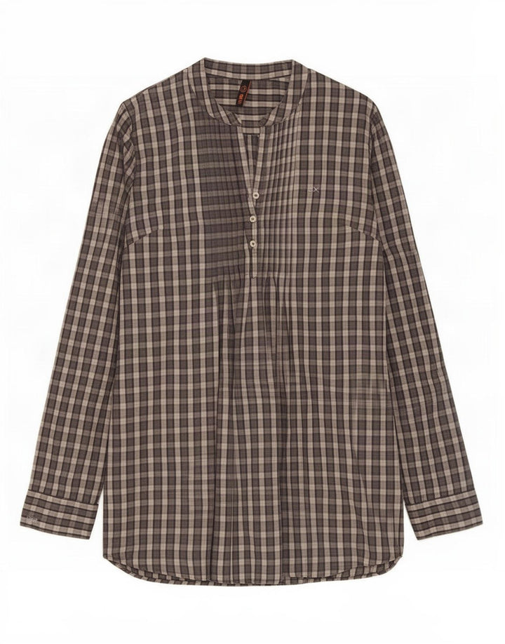 Sun68 Womens Pullover Shirt UK 10 Small Grey Check Cotton