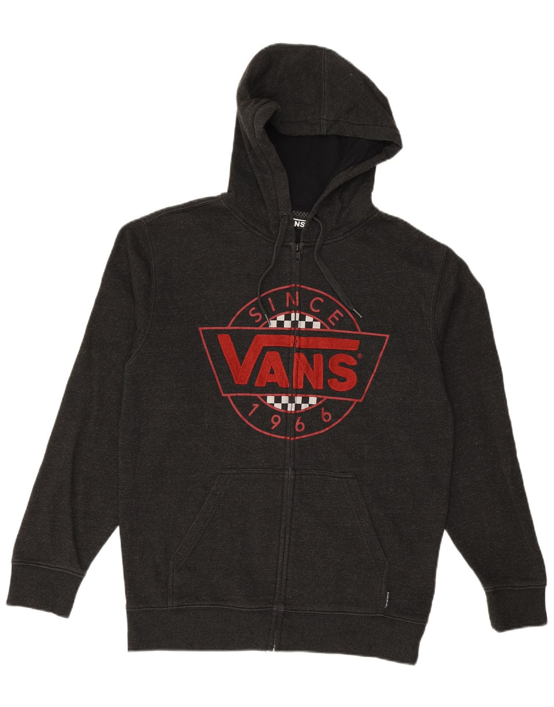 VANS Mens Graphic Zip Hoodie Sweater Small Grey Cotton