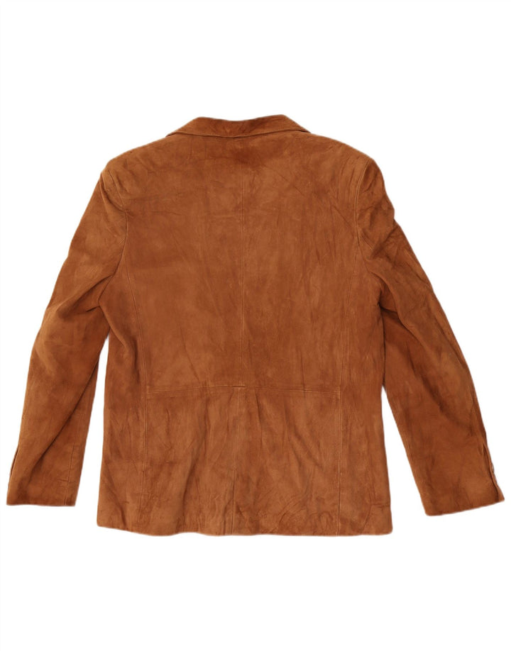 Vintage Womens Double Breasted Suede Blazer Jacket UK 14 Medium Brown