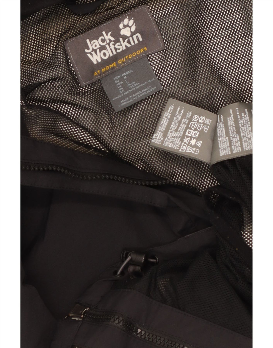 Jack Wolfskin Mens Hooded Rain Jacket UK 36/38 Medium Black Colourblock