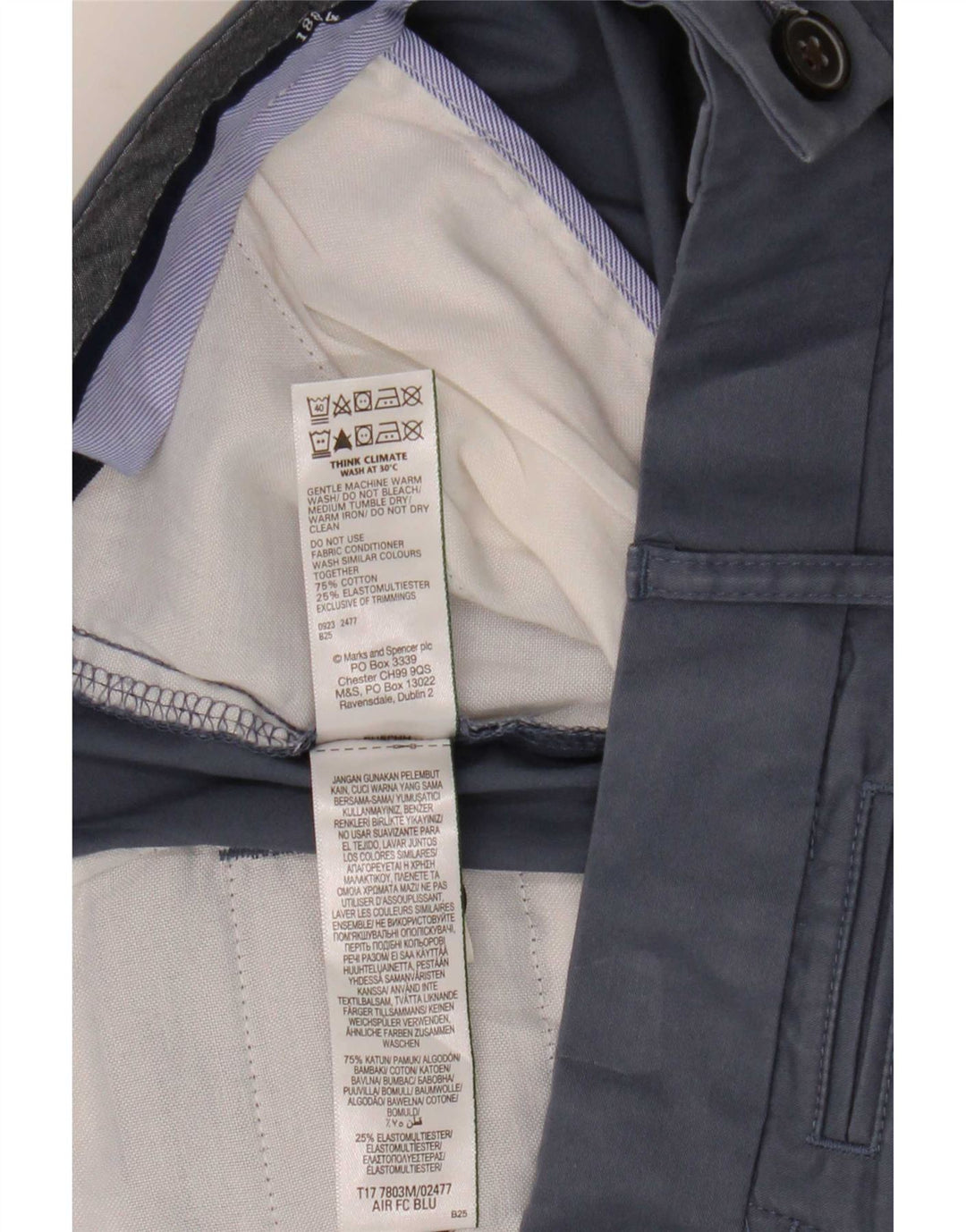 Marks & Spencer Mens Chino Shorts W38 XL Blue Cotton