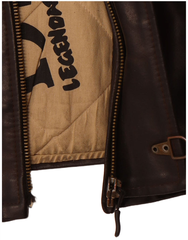 Legendary Jacket 1957 Mens Leather Jacket UK 36 Small Brown Leather