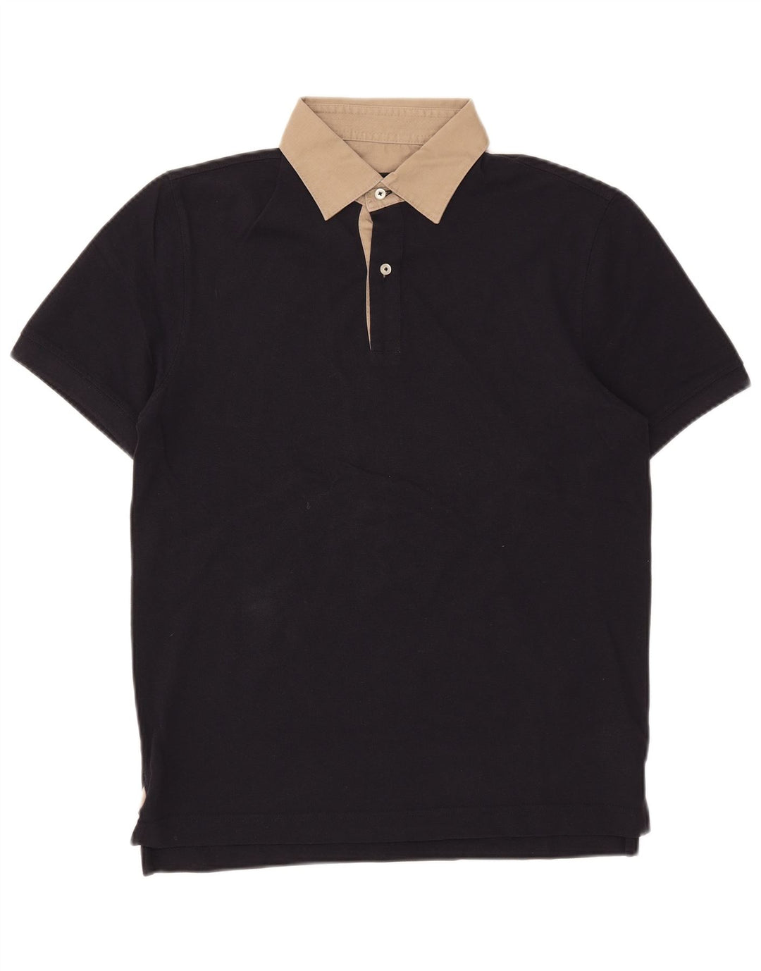 Massimo Dutti Mens Polo Shirt EU 38 Medium Navy Blue Colourblock Cotton