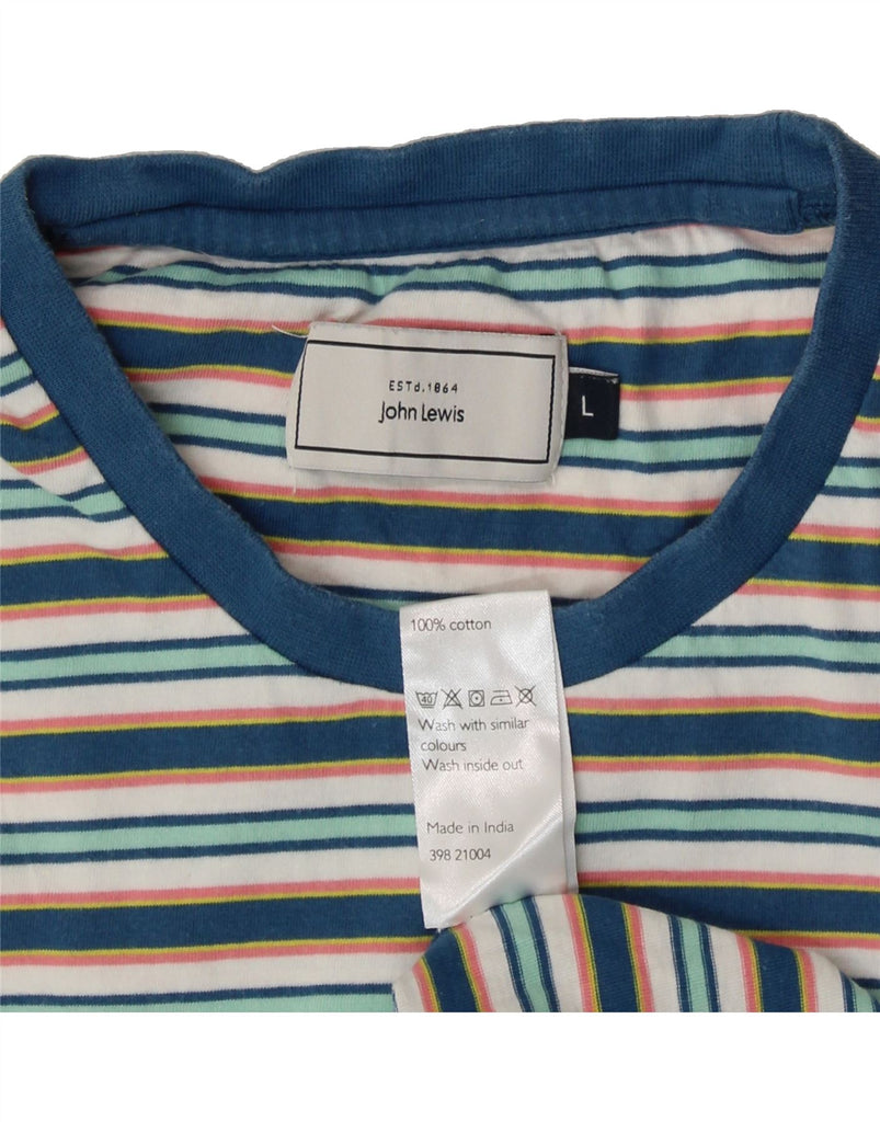JOHN LEWIS Womens T-Shirt Top UK 16 Large Multicoloured Striped Cotton Vintage John Lewis and Second-Hand John Lewis from Messina Hembry 