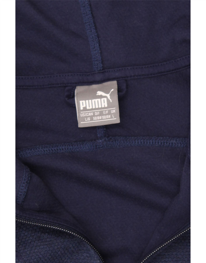 PUMA Mens Zip Hoodie Sweater Large Navy Blue Cotton