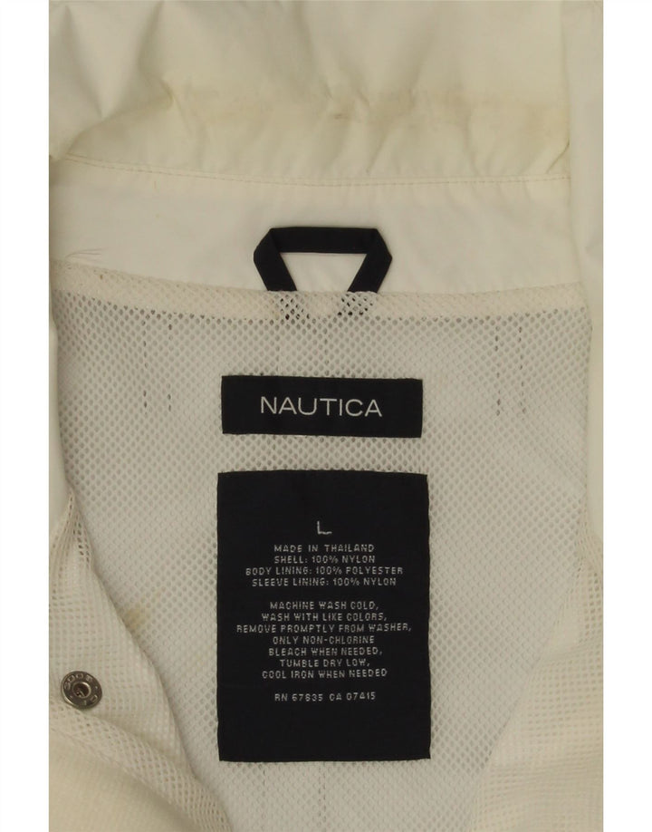 Nautica Mens Rain Jacket UK 40 Large White Colourblock Nylon