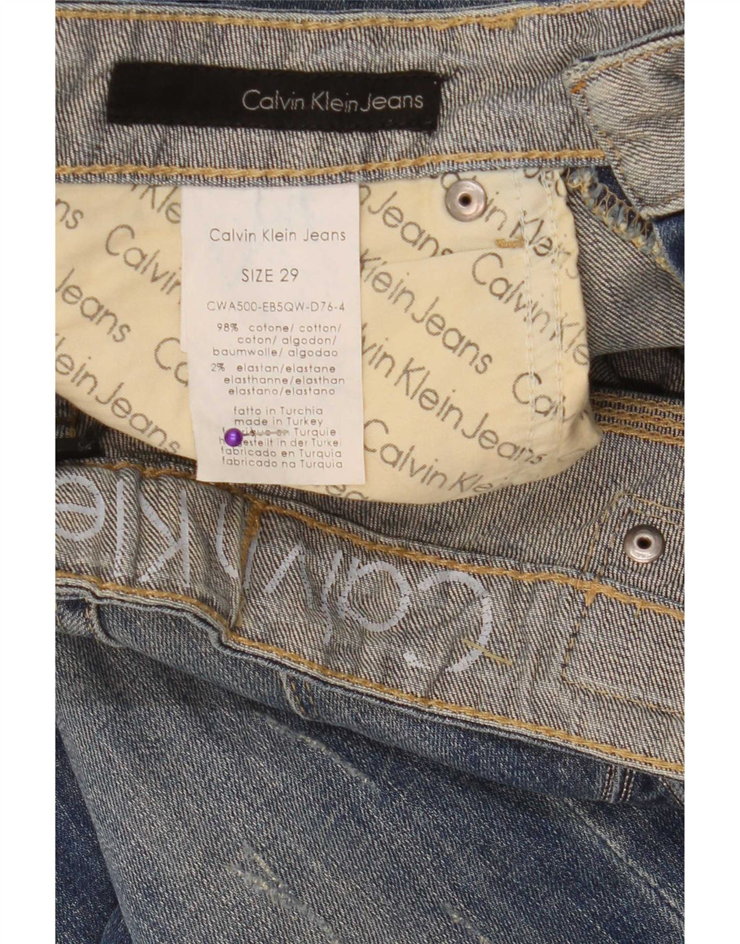 Calvin Klein Womens Slim Jeans W29 L34 Blue Cotton