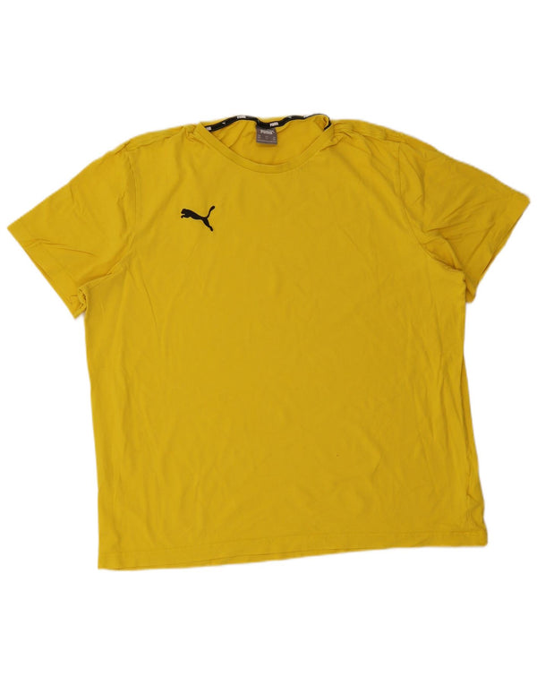 Puma Mens T-Shirt Top 2XL Yellow Cotton