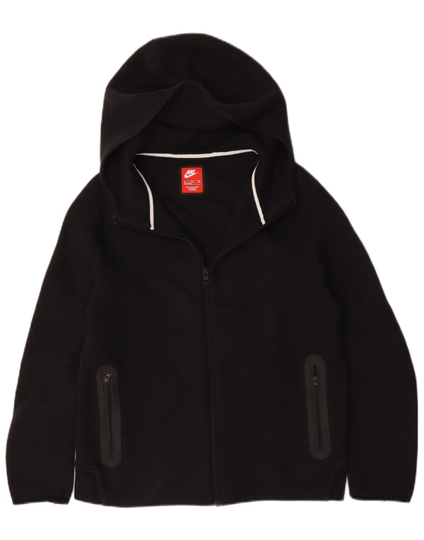 Nike Boys Zip Hoodie Sweater 13-14 Years XL Black Cotton
