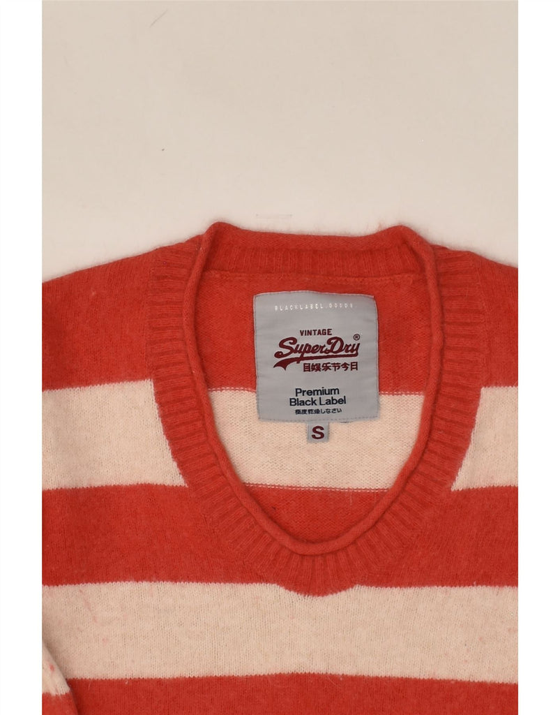 SUPERDRY Womens Vintage Loose Fit V-Neck Jumper Sweater UK 10 Small Red | Vintage Superdry | Thrift | Second-Hand Superdry | Used Clothing | Messina Hembry 