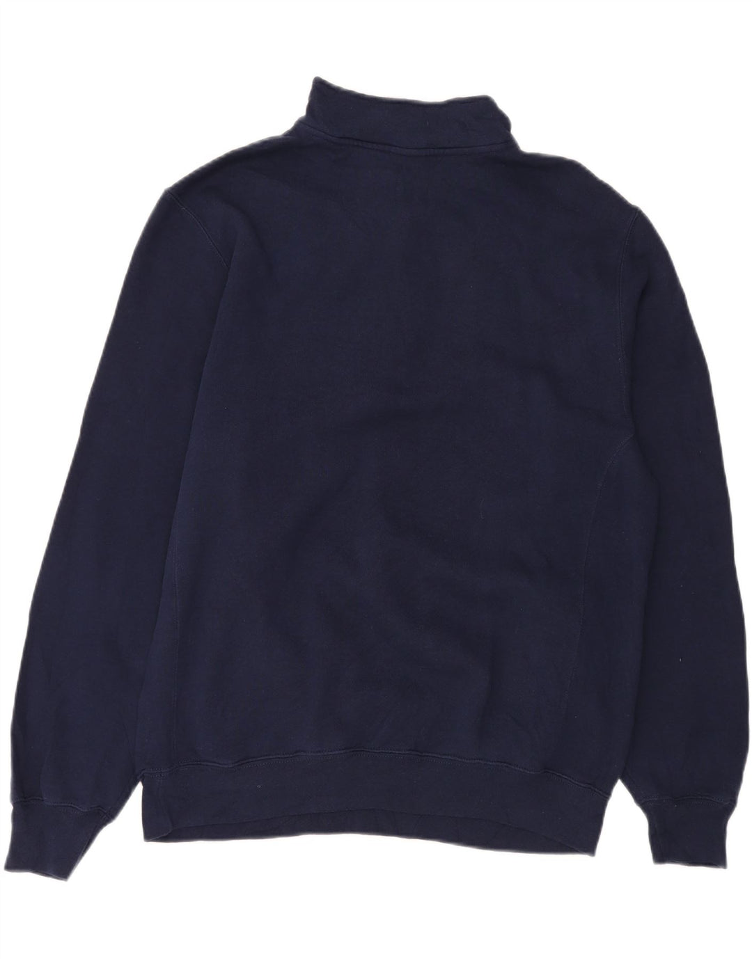 RUSSELL ATHLETIC Mens Zip Neck Sweatshirt Jumper Large Navy Blue Cotton