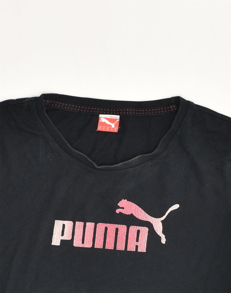 PUMA Womens Graphic T-Shirt Top UK 16 Large Black Cotton | Vintage Puma | Thrift | Second-Hand Puma | Used Clothing | Messina Hembry 