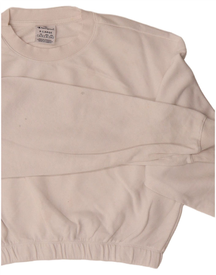 CHAMPION Womens Crop Sweatshirt Jumper UK 18 XL White Cotton