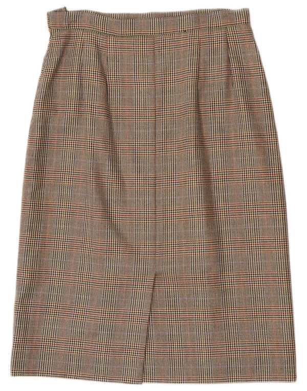 Aquascutum Womens Straight Skirt W32 Large Brown Houndstooth