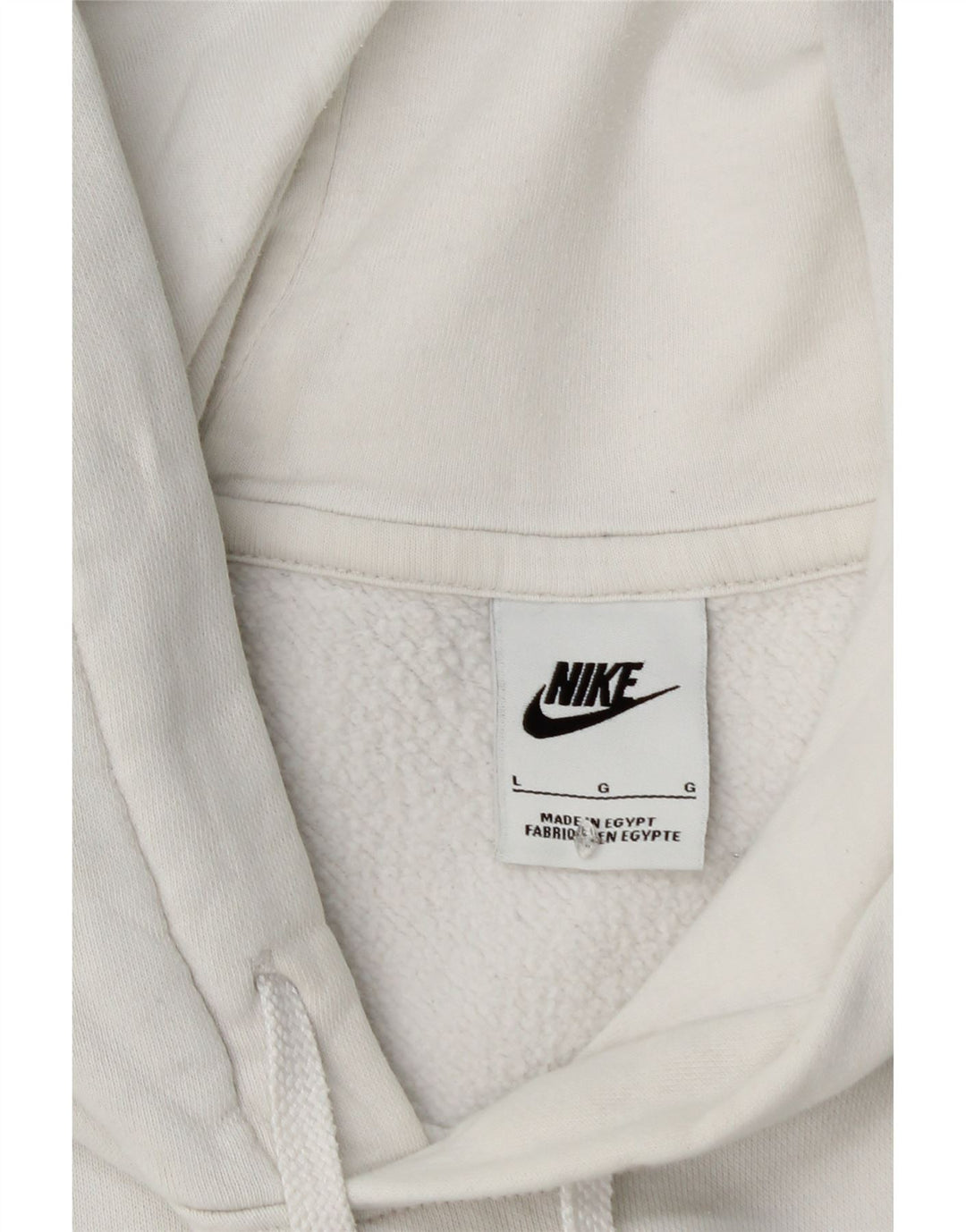 NIKE Mens Graphic Hoodie Jumper Large White Cotton