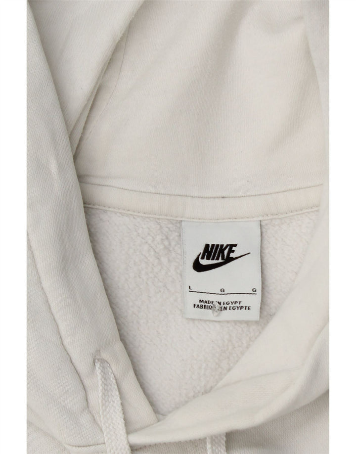 NIKE Mens Graphic Hoodie Jumper Large White Cotton