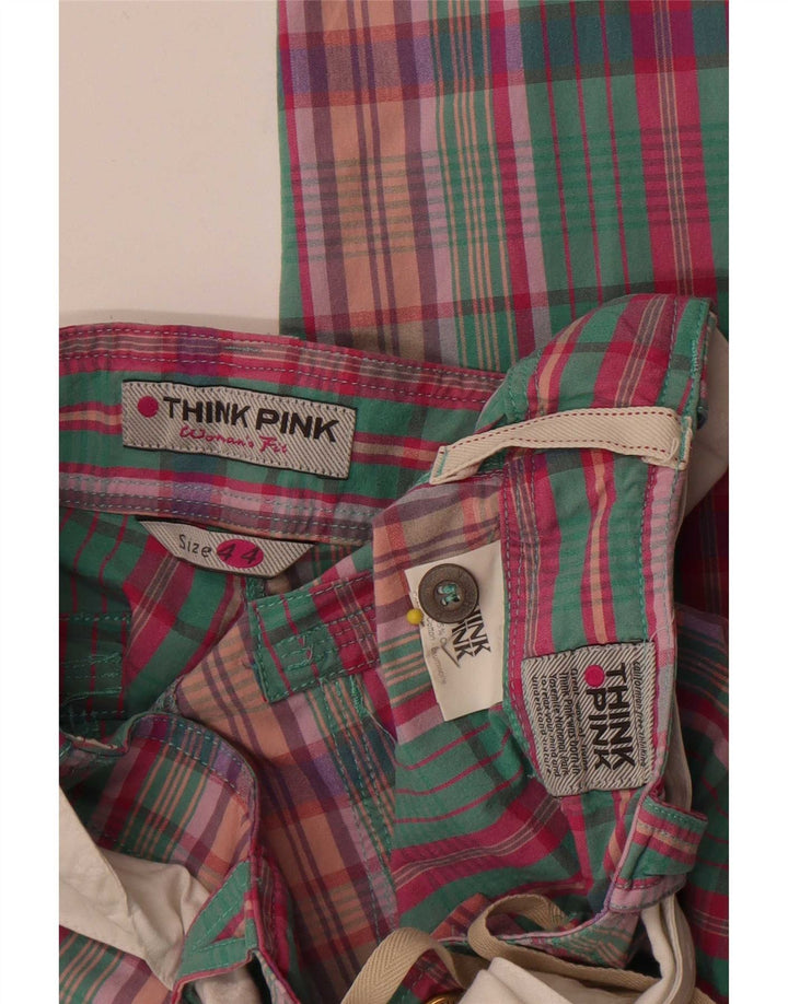 Think Pink Womens Capri Trousers IT 44 Medium W28 L21 Multicoloured Check