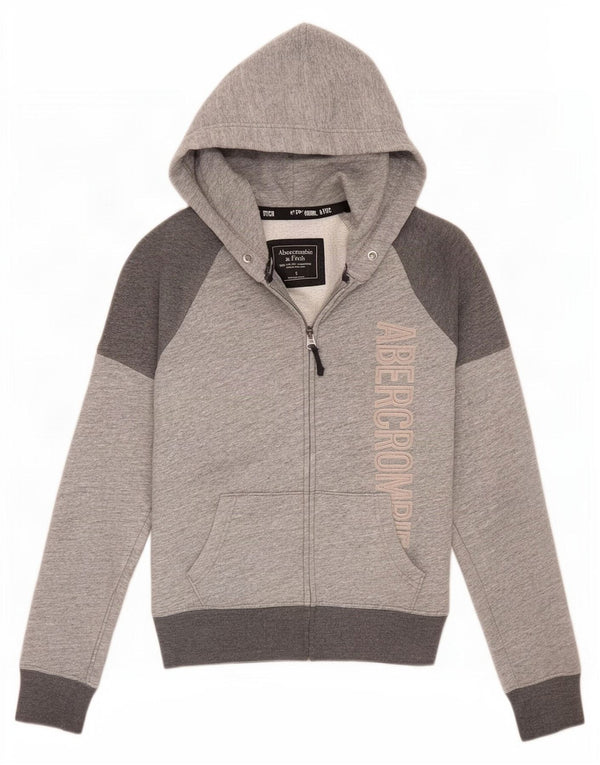 Abercrombie & Fitch Womens Zip Hoodie Sweater UK 10 Small Grey Colourblock