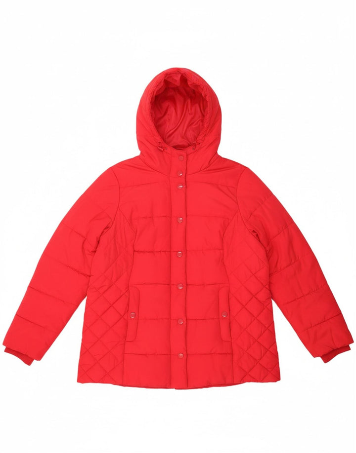 ST JOHN'S BAY Womens Oversized Hooded Padded Jacket UK 18 XL Pink Vintage St John's Bay and Second-Hand St John's Bay from Messina Hembry 