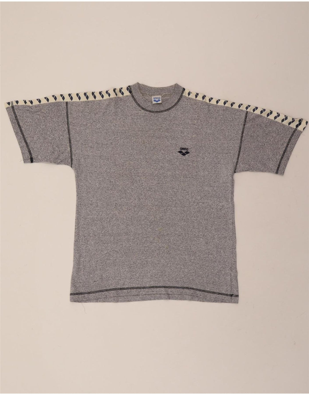 ARENA Mens Graphic T-Shirt Top Medium Grey Colourblock Vintage Arena and Second-Hand Arena from Messina Hembry 