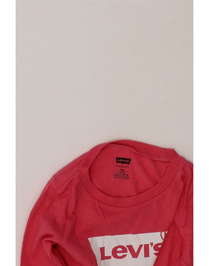 LEVI'S Girls Graphic Top Long Sleeve 2-3 Years Pink Cotton Vintage Levi's and Second-Hand Levi's from Messina Hembry 
