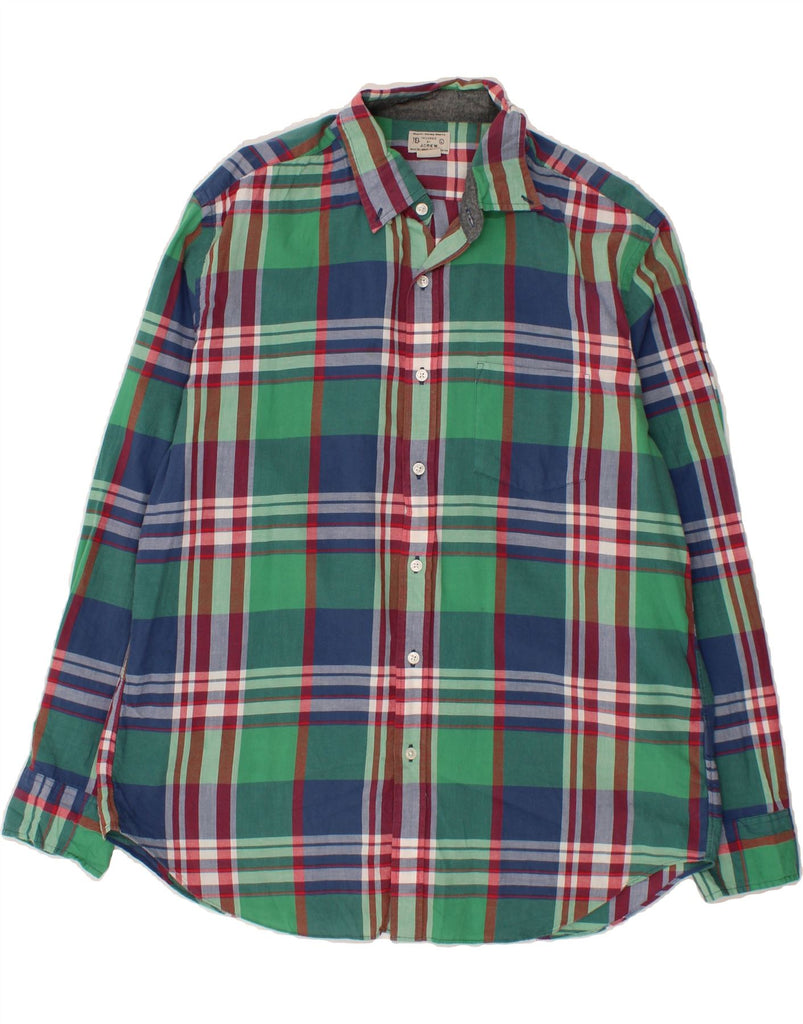 J. CREW Mens Tailored Shirt Large Green Check Cotton Vintage J. Crew and Second-Hand J. Crew from Messina Hembry 