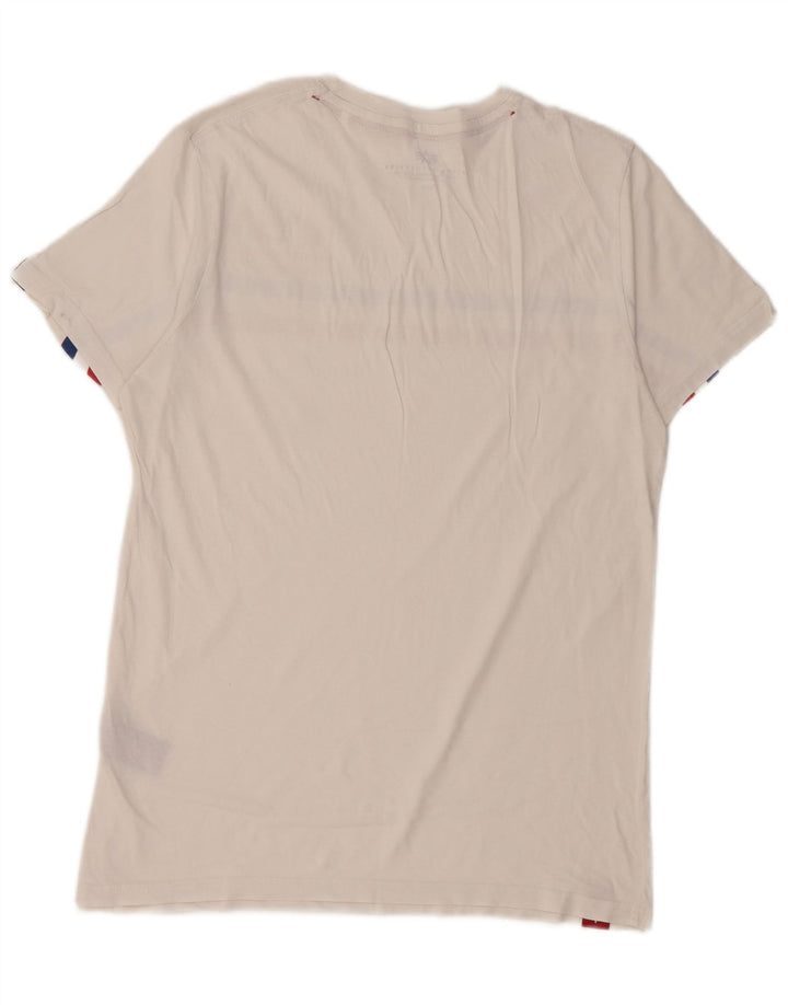 Alpha Industries Mens Graphic T-Shirt Top Medium White Striped Cotton