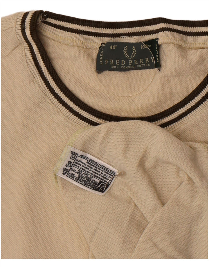 Fred Perry Mens T-Shirt Top Small Beige Cotton