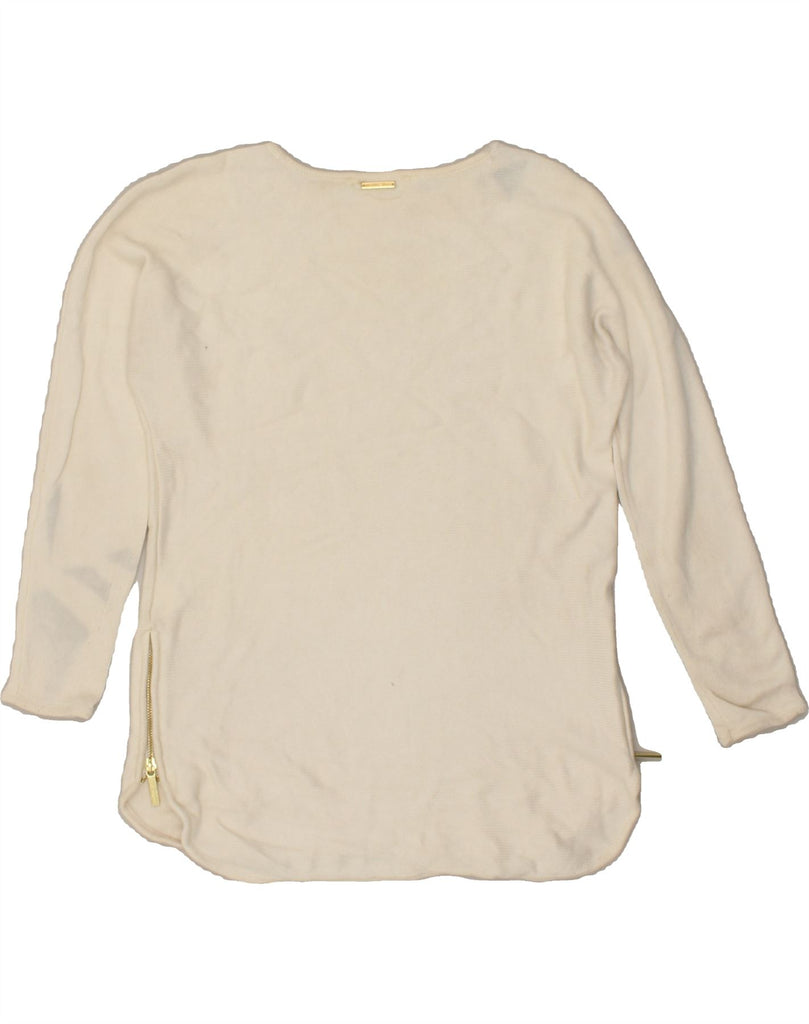 MICHAEL KORS Womens Boat Neck Jumper Sweater UK 10 Small Off White Cotton Vintage Michael Kors and Second-Hand Michael Kors from Messina Hembry 