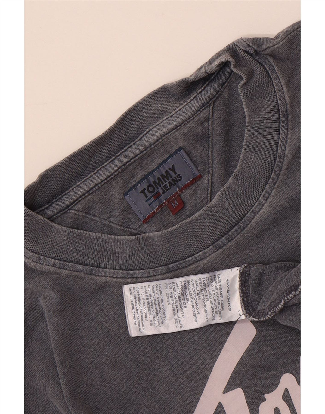 TOMMY HILFIGER Mens Graphic T-Shirt Top Medium Grey Cotton